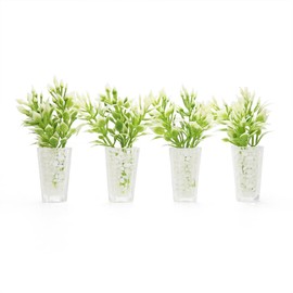 Odoria 1/12 Scale Miniature Potted Plants 4Pcs Dollhouse Accessories, White