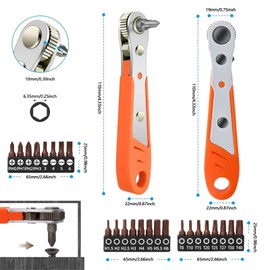 SoundZero Pack of 25 Mini Ratchet, Magnetic Ratchet Wrench, 1/4 Mini Ratchet Screwdriver, Mini Reversible Screwdriver, Mini Wrench Bit Set, Ratchet Reversible Screwdriver, Bit Ratchet