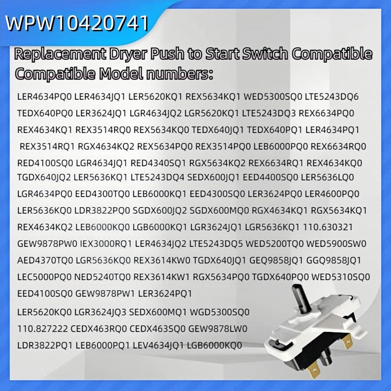 WP3977456 Start Switch 3977456 for Whirlpool 3977456 898073 for Whirlpool