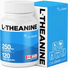 L-Teanina 250 mg Cellugreen | Antiestrés, Relajación Natural, Mejora del Sueño, Sin GMO – Hecho en Canadá, 120 Cápsulas