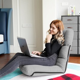 KOZIDO 6 Position Indoor Gaming Floor Chair, Teens Adults Gaming Sofa Chair, Padded Adjustable Folding Meditation Sofa with Backrest, Perfect for Living Room, Bedroom - Grey(Small Size)