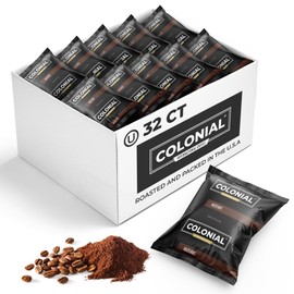 Colonial Coffee 32 Count Single Pot Coffee Packets – 100% Arabica Hazelnut Flavored Medium Roast | Pre-Measured Frac Packs for 12 Cup Maker | Bulk Ground Gourmet Coffee for Home & Office