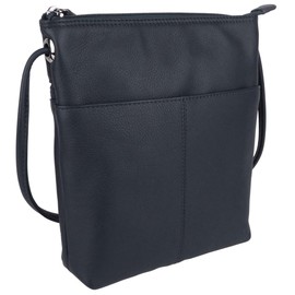 ili New York Womens Leather Midi Sac Crossbody Bag RFID Protected - Navy