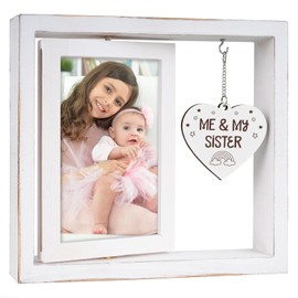 Nuowagify Me and My Sister Picture Frame,Baby Gifts for Girls,Big Sister Gifts for Girls,Room Decor Vintage Style,Baby Gender Neutral Rotating Photo Frame 4x6