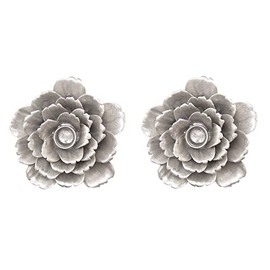 Silver Ceramic Candle Holder 25 Petal Flower Shape Taper Candle Wedding Table Decoration Dining Table Set of 2