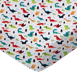 SheetWorld 100% Cotton Interlock Jersey Crib Sheet Set 28 x 52, Dinosaurs, Made in USA