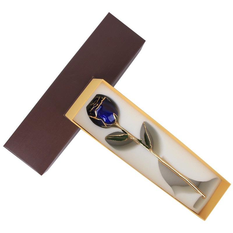 Golded Rose Flower Gift 24K Bright Deep Blue Base for