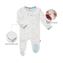 Magnetic Me Boys Modal Magnetic Baby Footie Pajamas | Silky Soft Modal Fabric | Symphony Blue | 12-18 Months