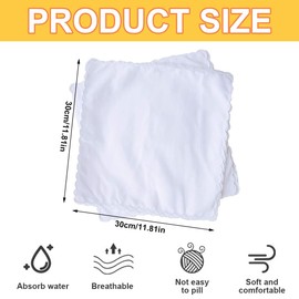 MIRKUZI Handkerchiefs for Women, 5 White Cotton Handkerchiefs, Small White Ladies Handkerchief, Scalloped Edge Cotton Fabric Handkerchief Handkerchief Handkerchief(30cm)