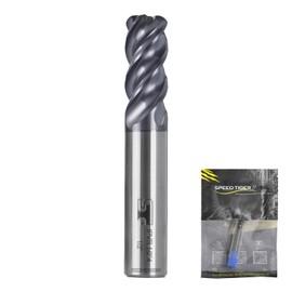 SPEED TIGER Carbide Corner Radius End Mill - 4 Flute - IPVR1T1/4 0.03" 4 (1 Piece, R0.03, 1/4") - Unequal Flute Spacing & Helix Design - for Titanium - Mill Bits Sets for DIYers & Professionals
