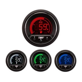Prosport 52mm Premium EVO Electrical Fuel Level Gauge – LED Dial Display, Programmable Low Fuel Warning, Peak Recall, 4-Color Backlight – Includes Wiring & Mount Kit – 12V Vehicles