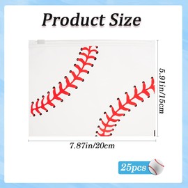 Beebeecraft 25Pcs Plastic Zip Bags Reclosable Poly Pouch with Clear Baseball Pattern for Cosmetic Travel Storage 6.1 x 7.8 Inch
