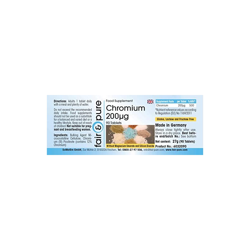 Chrome Tablets 200 μg – Made of Chrome Picolinate –