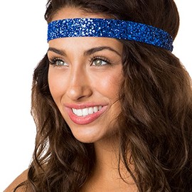 Hipsy Adjustable Non Slip Wide Bling Glitter Cute Fashion Headband for Women Girls & Teens (Royal Blue)