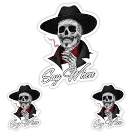 Doc Holliday Stickers Say When - Wild West Inspired Design Decal Skeleton Skull Stickers for Adults with Tombstone - Hard Hat Stickers for Car, Laptop, Glass, Trucks, 2 Pack 2 Sizes