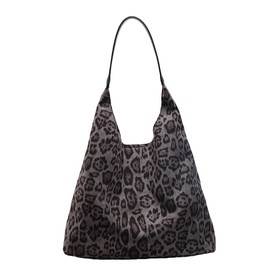 WEEKXING Suede Tote Bags for Women Leopard Print Purse Suede Shoulder bag Womens Slouchy Hobo handbags Cheetah Purse 2PCS(Coffee Leopard)