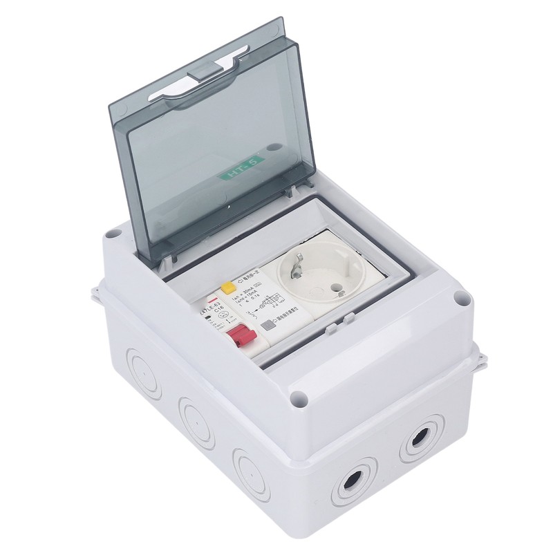Circuit Breaker Box Waterproof 2 Holes EU Socket 250VAC Power