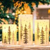 FLAVCHARM Christmas LED Flameless Candles Battery Operated, Hot Stamping Silver