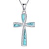 DAYLINLOVE Cross Chain 925 Sterling Silver Turquoise Cross Pendant Necklace