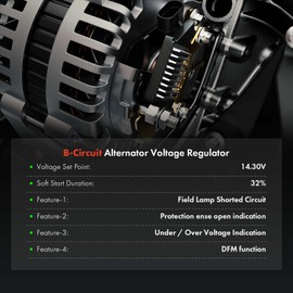 A-Premium Alternator Voltage Regulator Compatible with Toyota Camry, RAV4, Tacoma, Highlander, Tundra, 4Runner, Avalon, Venza, FJ Cruiser & Lexus ES350, GS300, GS350, IS250, IS350, B-Circuit 14.3 Vset