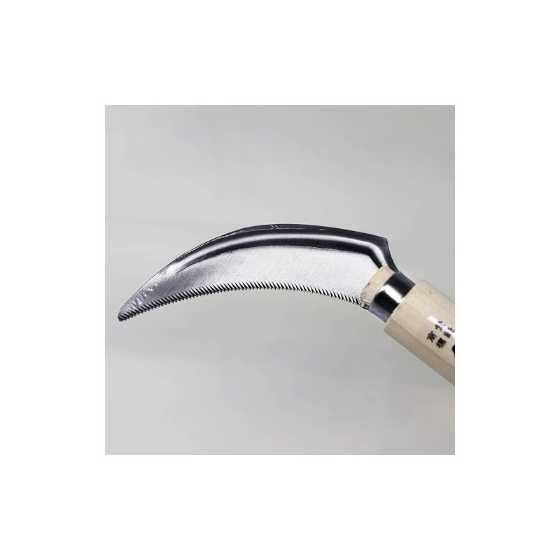 KAKURI Japanese Harvesting Sickle Long Handle 32" [Serrated Blade], Stand