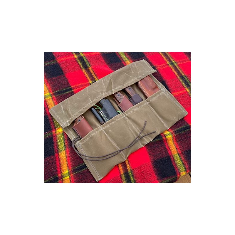 Bushcraft Knife Roll, Waxed Canvas Knife Roll, Tool Roll, Ferrier