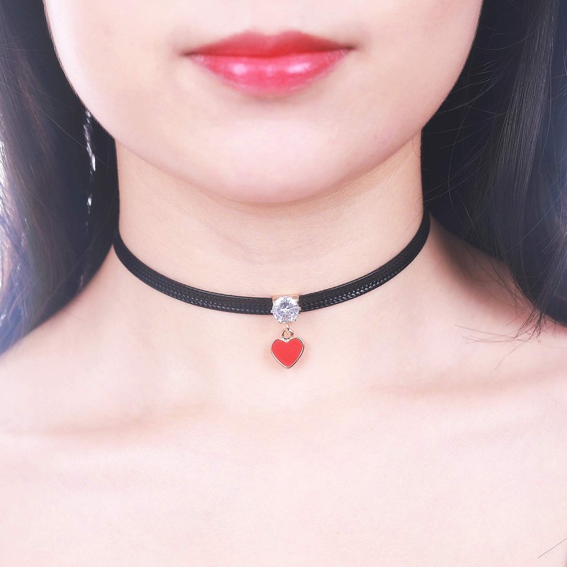 Yonhon Black Heart Choker Necklace for Women