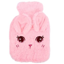 Hot Water Bottle with Cover Soft Fluff Hot Water Bottle - Comfortable/Safety/Heat Retention/Good Performance - Best Christmas & Winter Gifts for Children, Removable and Washable Hot Water Bottle (A)