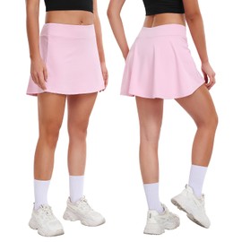 Ullnoy 2 Pack Womens Athletic Tennis Skirts with Pockets High Waisted Golf Skort Skirts Workout Lightweight Golf Skirt Navy/Pink M