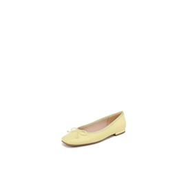 Franco Sarto Womens Abigail Bow Ballet Flats Citron Yellow Leather 8 M