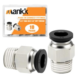 mankk 10PCS 1/4 Push to Connect Fittings Male Straight Pneumatic Tube Fitting 1/4"Tube OD x 1/4"NPT Thread Air Hose Quick Connect Fittings