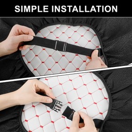 Daspom Waterproof Heavy Duty Universal Tractor Seat Cover with Headrest, Leather Forklift Seat Cover Fit for Cab Tractors, Black Leather Red Stitches