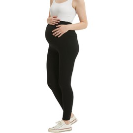 et by munny Maternity Leggings Over The Belly Womens Black High Waisted Workout Pregnancy Pants… (US, Alpha, Small, Medium, Black)