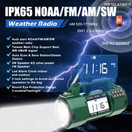 Emergency NOAA Weather Alert Radio, 5000mAh AM/FM Portable Radio with Solar, Hand Crank & AC Power, Replaceable Battery, Flashlight, SOS Alarm, Clock & Headphone Jack for Home & Outdoor Emergencies