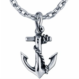 NAUTORA Anchor Necklace - Solid Heavyweight Anchor Pendant Crafted in Sterling Silver with 24" Necklace Chain