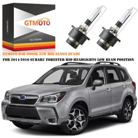 GTMOTO for 2014 2015 2016 Subaru Forester HID Headlights 35W D4R Xenon Bulbs Low Beam, 6000K Cool Bright White, Replacement OEM Yellow Dim 4300K Lights, 2 Pack