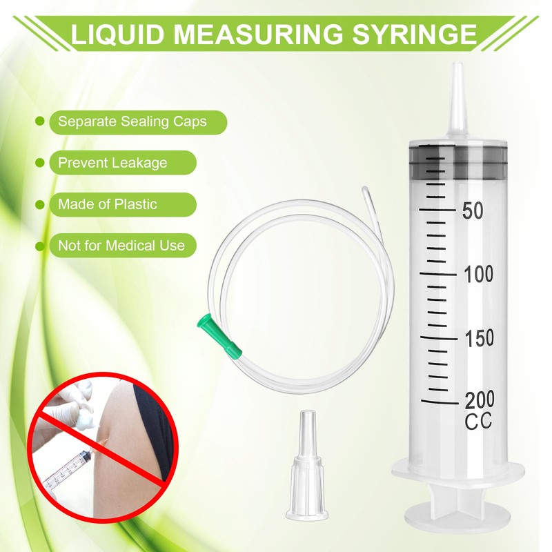 200 ml Plastic Curved Syringe, Pack of 3 Reusable Large