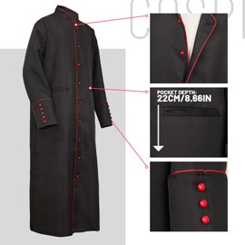iunoket Men's Cassock Robe Priest Pastor Robes Vestments Minister Outfit Clergy Pulpit Clothing Preacher Christian Costume