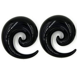 Zaya Body Jewelry Pair of Black Ear Plugs Tapers Spirals Horseshoes Tapers Gauges 24mm 22mm 20mm 18mm 16mm 14mm 12mm 11mm 10mm (20mm)