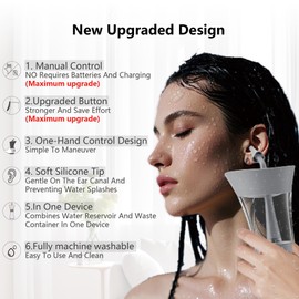 Ear Wax Removal Kit - One-Hand Control Ear Cleaner Tool, Easy to Use Manual Ear Irrigation Flushing System with Soft Silicone Tip for Effective & Safe to Clean Ear Built Up Wax Home Use(Gray)