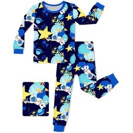 babee Reshinee Bamboo Viscose Toddler Pajamas Boys Girls Kids Baby 2pcs Long-Sleeve Pyjamas Set 2-3T Astronaut Snug fit Sleepwear