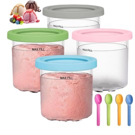 For Ninja CREAMi Pints 4 Pack, Compatible with NC299AMZ & NC300s NC301C Series Creami Ice Cream Makers,Ice Cream Scoop Included(Not suitable for Deluxe NC501)