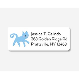 60ct - Cat Return Address Labels/Stickers (#564-WH)