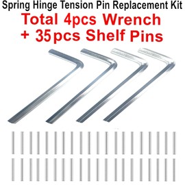 ZQToday Spring Hinge Tension Pin Replacement Kit.41pcs Stainless Steel Shelf Pins and 4pcs Hex Wrenches,Metal Dowel Pegs Shelf Support Pins Kit for Self Closing Door Hinges Garage Door Closer Hinge