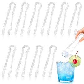 10 Stück Eiswürfelzange Transparent, Kleine Kunststoff Servierzangen für Buffet, Salat, Kekse und Grill, 16 cm Wiederverwendbare Mini Zangen für Küche oder Party