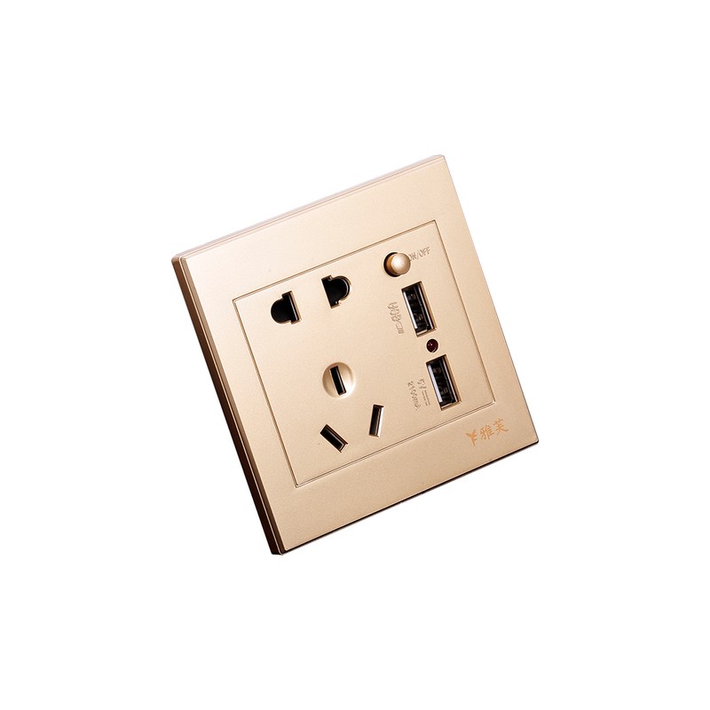Electric Outlet with 2 Sockets and 2 USB Ports Wall