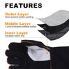 TOPDC Fireplace Gloves 14 Inches Welding Gloves Fire/Heat Resistant Leather