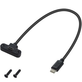 Duttek 90 Degree USB C Extension Cable Short 1FT, Right Angle USB C Female to Male Adapter Cable, Type C Panel Mount for Laptop, Tablet and Mobile Phones 1Pack