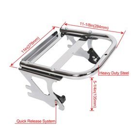 ECOTRIC Detachable Two Up Motorcycle Trunk Touring Luggage Storage Box Rack W/Docking Hardware Kit Compatible with 1997-2008 Harley Touring Road King Electra Glide Street Glide Road Glide Chrome
