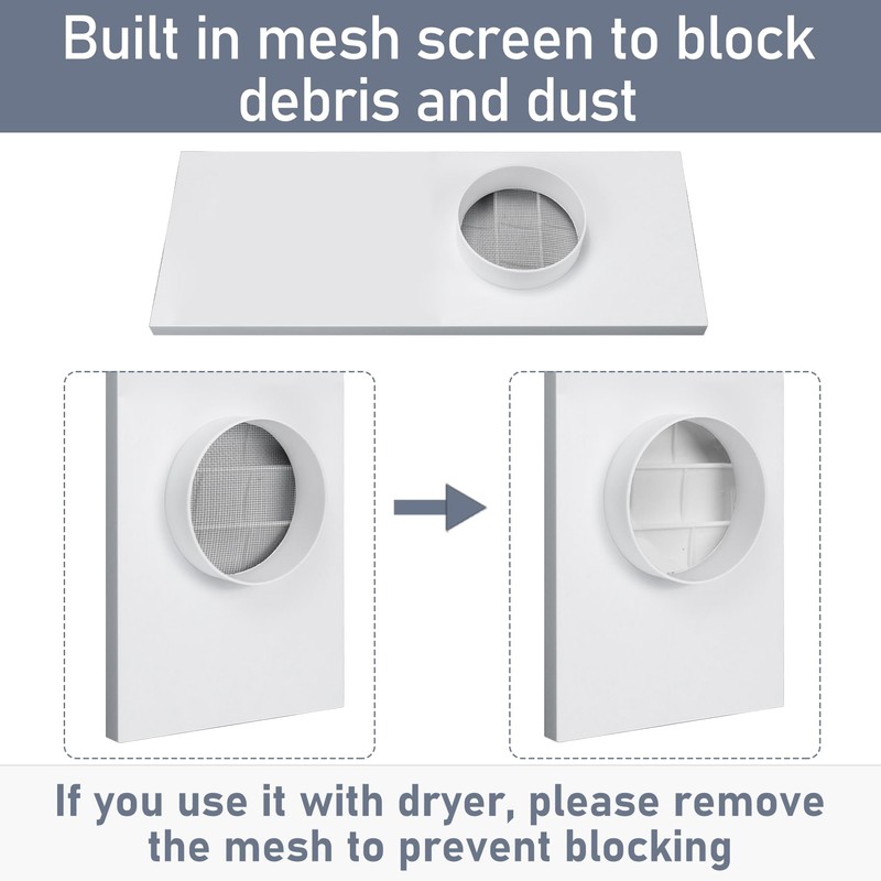 Flamorrow Dryer Vent Window Kit, 4" Window Vent Kit with
